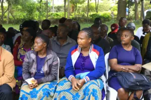 Section of parents following the Governor Nyaribo's address at the event. Photo/Arnold Ageta