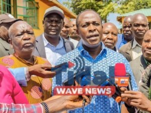 West Mugirango MP Stephen Mogaka addresses the media after withdrawing the case challenging Kiabonyoru as the site for the proposed Nyamira University.