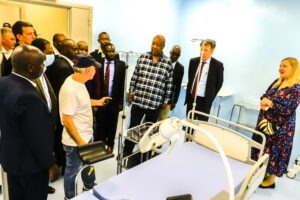 Governor Nyaribo and the Finnish government delegation taking a tour in the newly opened Newborn Unit. Photo/Arnold Ageta