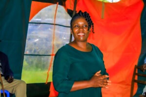 Mary Nyakerario Migiro speaks to supporters in her home village of Nyambaria after being endorsed to run for Nyamira Women Representative.