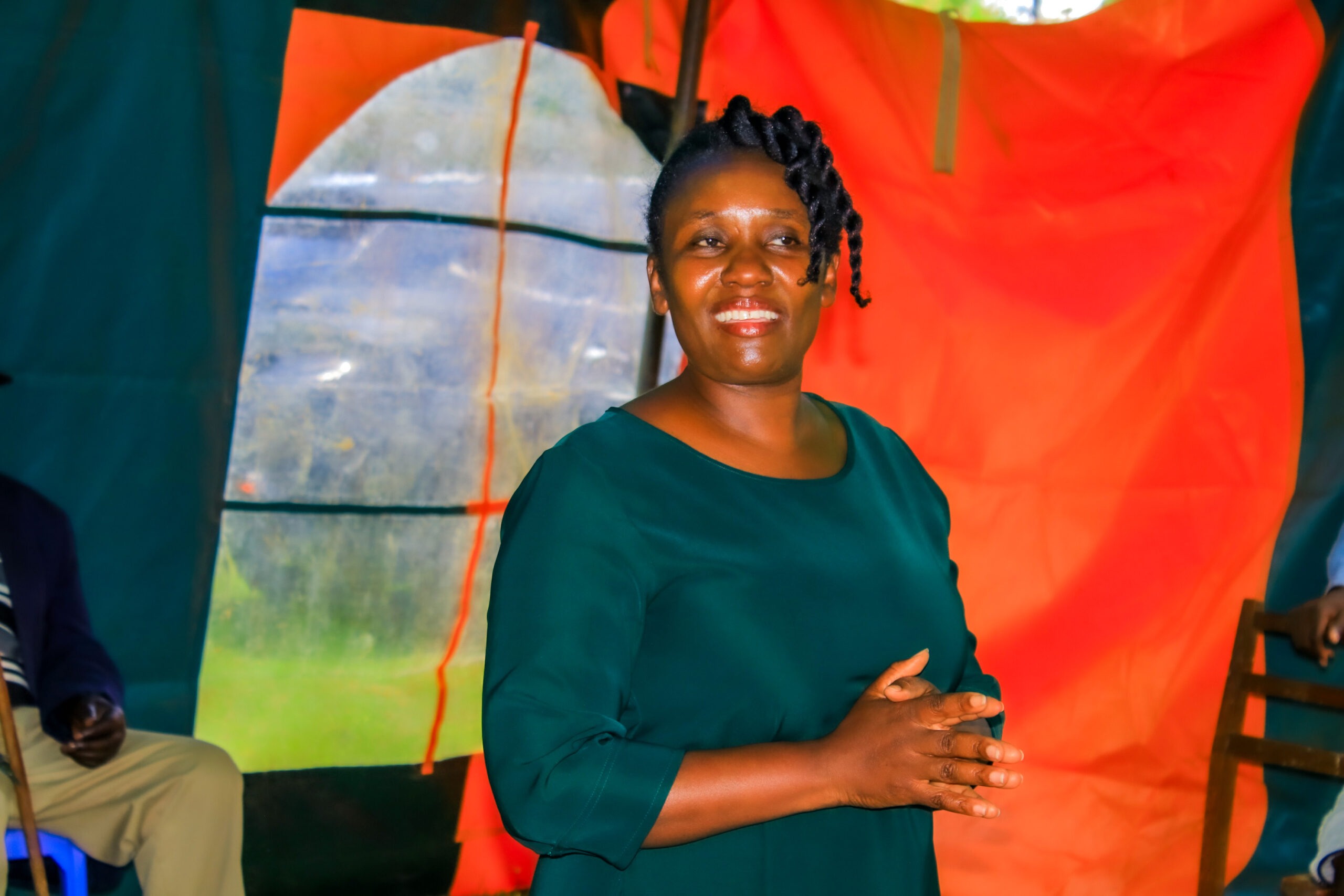Mary Nyakerario Migiro speaks to supporters in her home village of Nyambaria after being endorsed to run for Nyamira Women Representative.