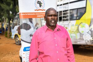 CEMASTEA Coordinator of Special Programs and Student Learning, Joseph Kuria, addresses the media at Nyamira Primary School after the completion of a one-week STEM Outreach in Nyamira County. Photo/Arnold Ageta